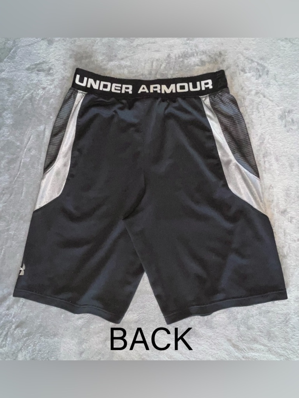 Men’s Vintage 2014 Under Armour Black Athletic Shorts with Gray Side Panels